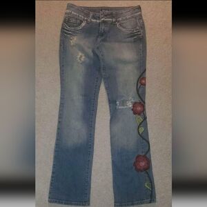 Guess Blue Jeans with Floral Embroidery